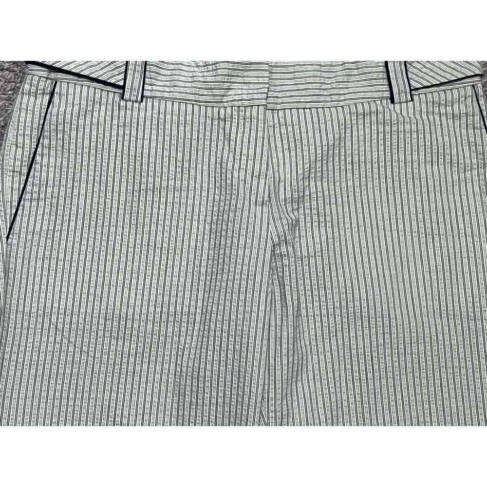 Susan Monaco Women's 8 Trousers Y2K Pinstripe Seersucker Wide Leg Mid Rise Pants